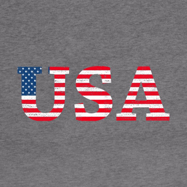 Vintage USA flag text by Cute Tees Kawaii